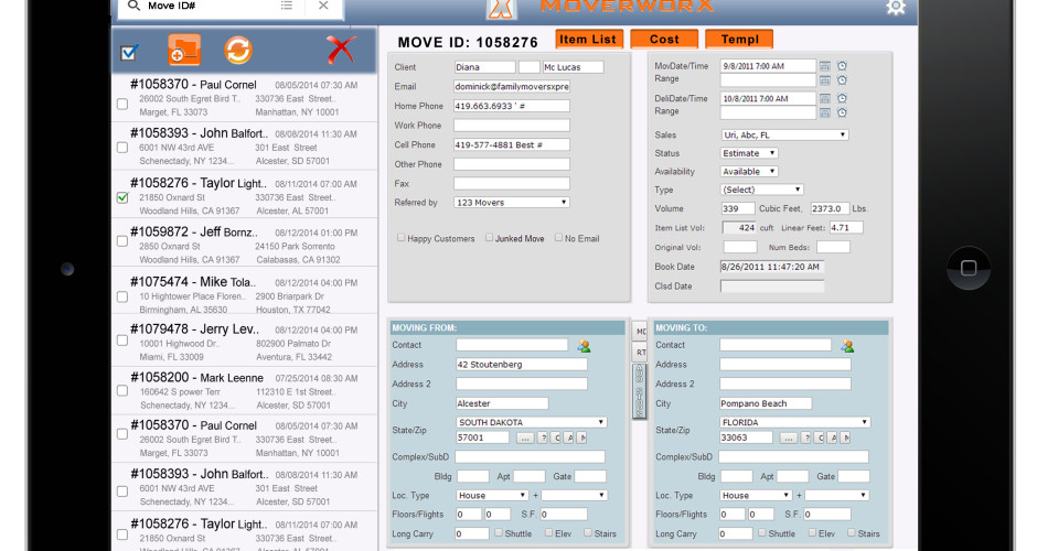 Moving company APP